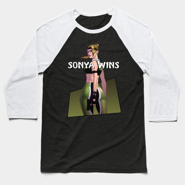 Sonya Blade Mortal Kombat Baseball T-Shirt by andresob